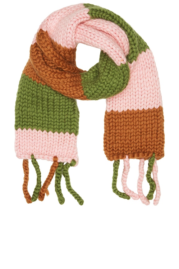 view 2 of 3 Bufanda de punto grueso Adora in Khaki, Cream, Mustard, & Baby Pink