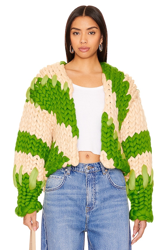 Hope Macaulay Chartreuse Diagonal Colossal Knit Jacket in Chartreuse ...