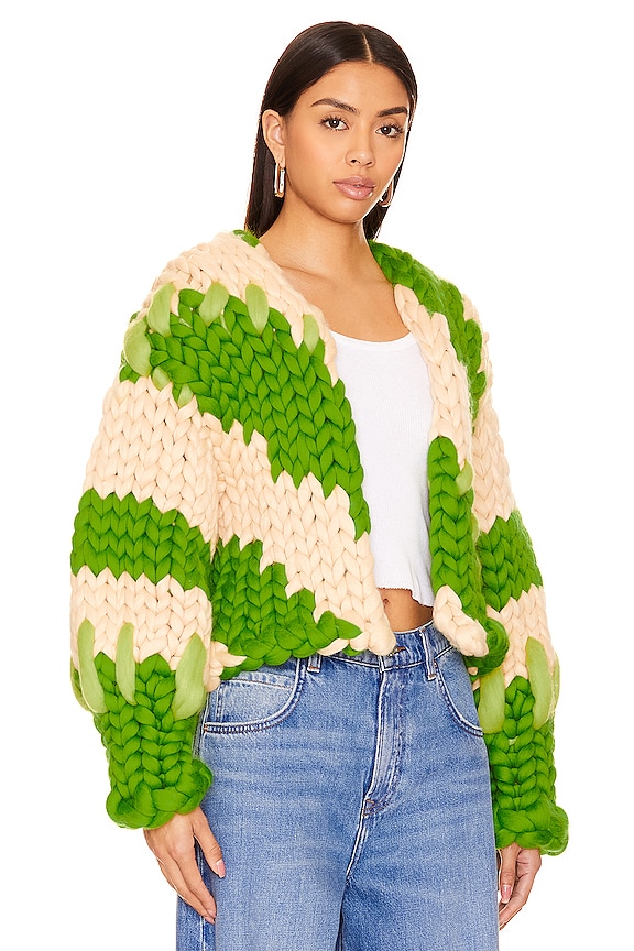view 2 of 4 Chartreuse Diagonal Colossal Knit Jacket in Chartreuse