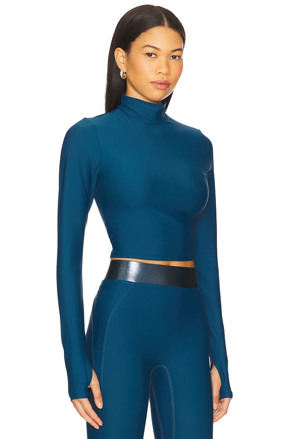 view 2 of 4 Long Sleeve Mock Neck Top in Teal