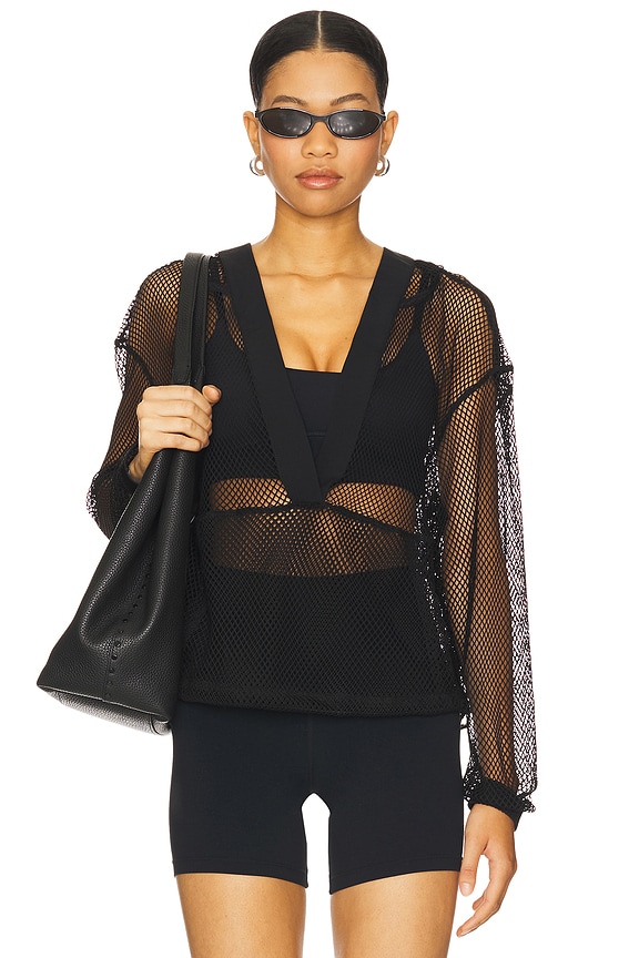 view 2 of 5 Mesh Pullover Top in Black