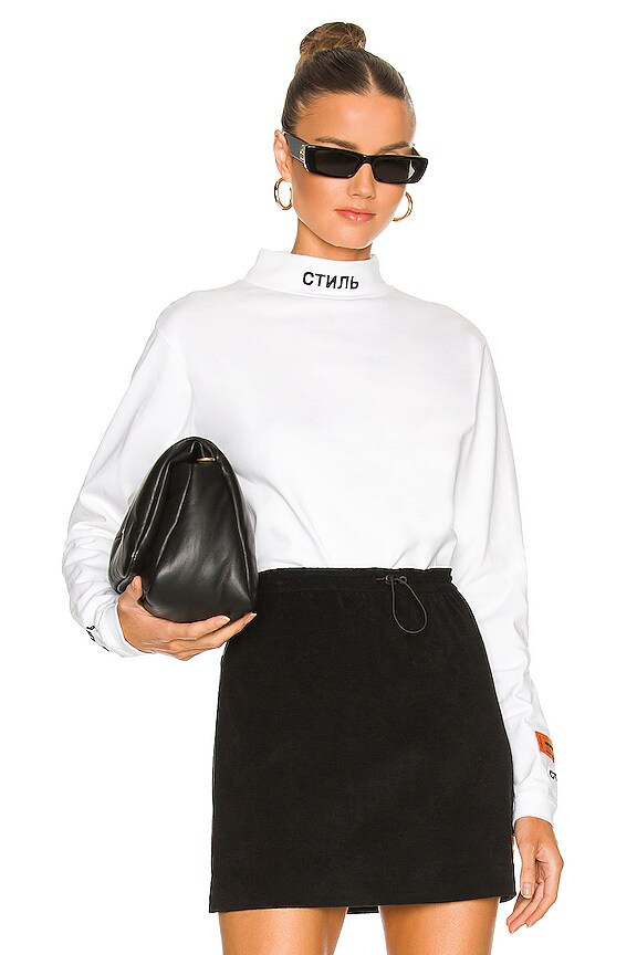 view 1 of 5 CTNMB Long Sleeve Turtleneck in White & Black