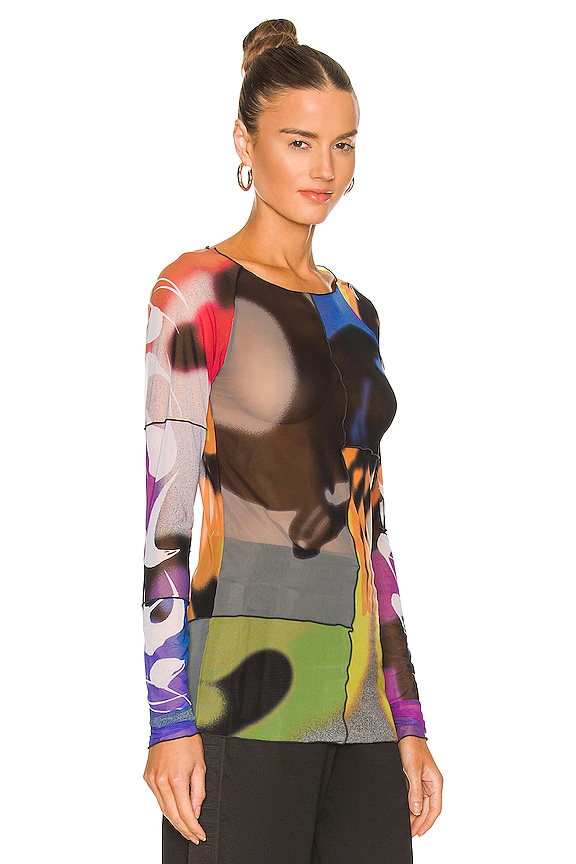 view 2 of 4 Heron Camo Mesh Top in Blue & White