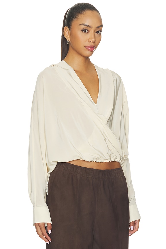 view 2 of 5 Sisi Silk Hooded Blouse in Off White