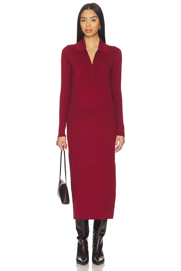 view 2 of 4 The Averie Polo Rib Sweater Dress in Cranberry