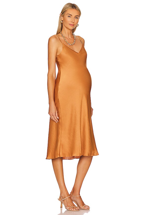 view 2 of 4 THE RICKY 임산부 슬립 드레스 in Caramel