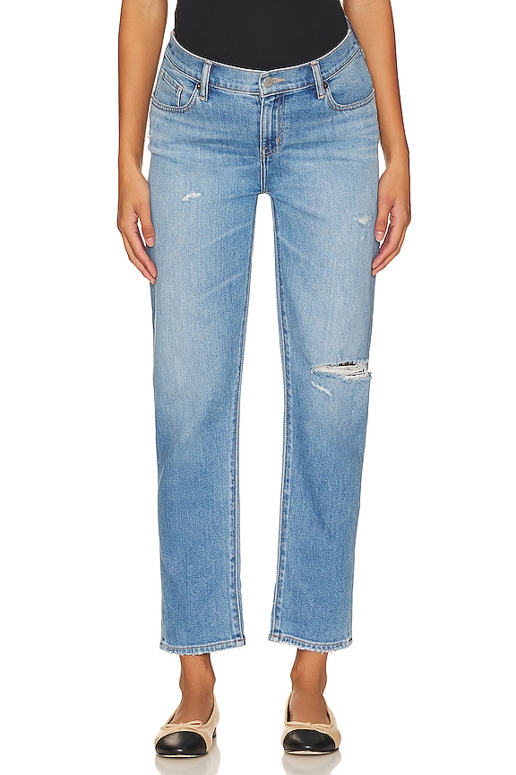 view 2 of 4 The Boyfriend Maternity Jeans in Destroyed Light Wash