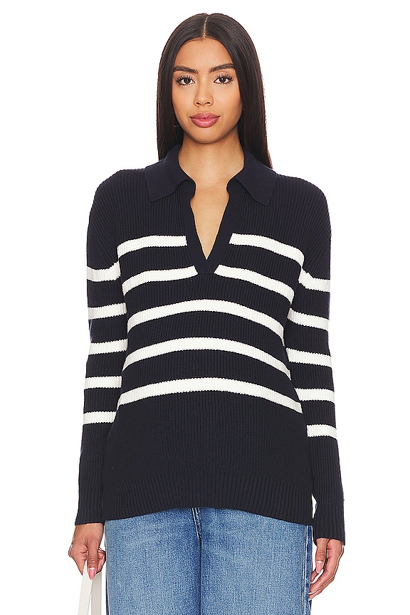 view 2 of 4 Hannah Maternity Sweater in Navy & Ivory Stripe