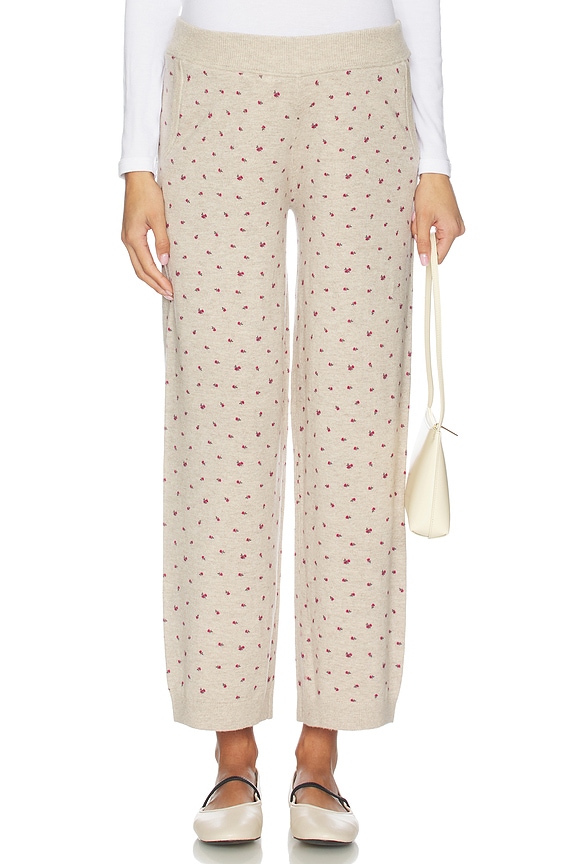 view 2 of 7 The Nora Floral Knit Pant in Oat Melange