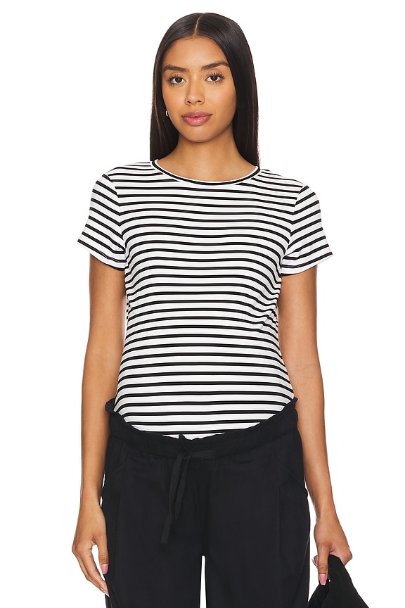 view 2 of 6 Maternity Crewneck Tee in Black & White Stripe
