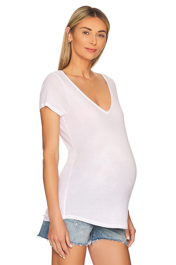 view 2 of 4 The Maternity Fitted V Neck Tee in White