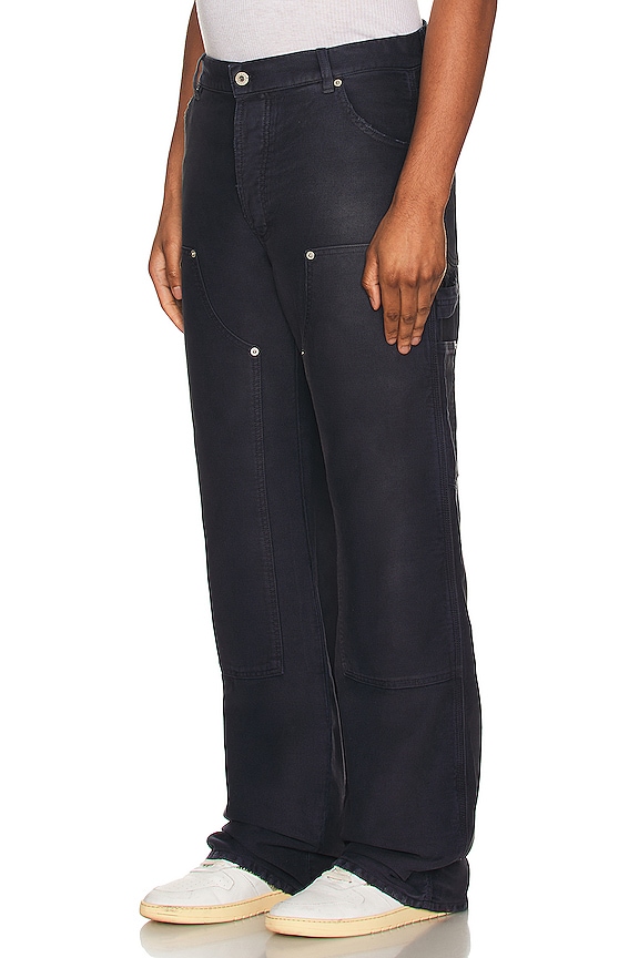 view 2 of 7 Distressed Canvas Carpenter Pants in Navy Blue