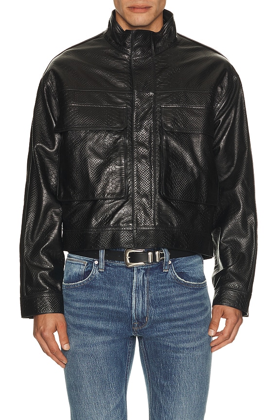 view 2 of 5 Leather Jacket in Black Python