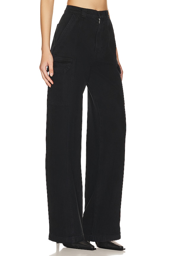 view 2 of 4 PANTALON CARGO TAILLE HAUTE JAMBES LARGES in Black