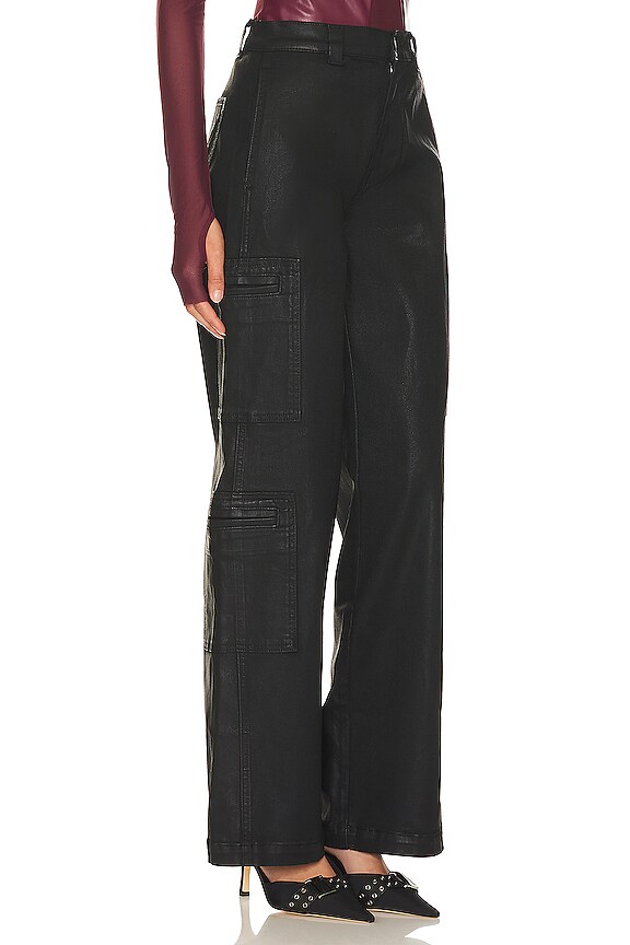 view 2 of 4 VAQUERO DE PERNERA ANCHA Y CINTURA ALTA WELT POCKET CARGO in Coated Black Beauty