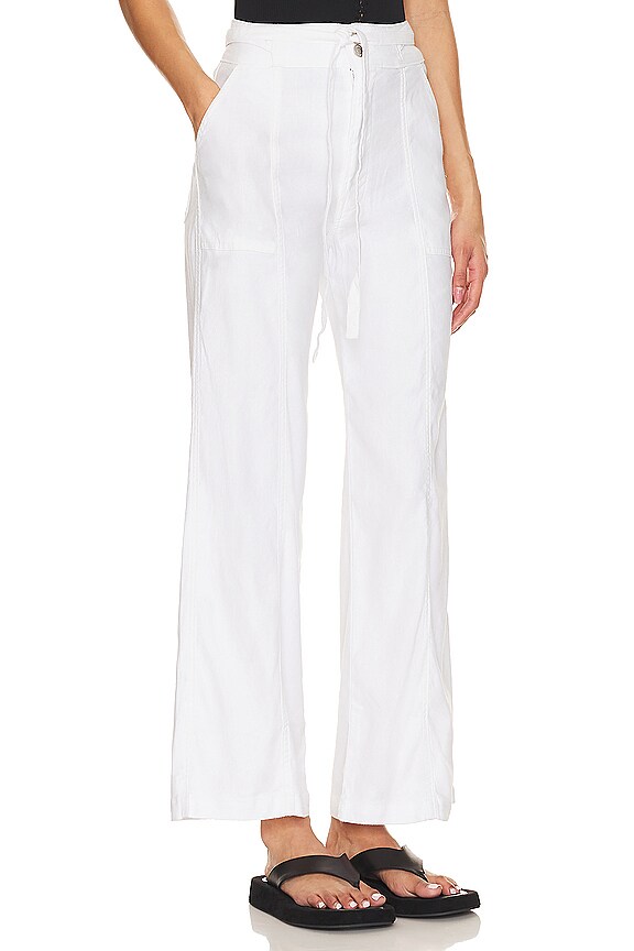 view 2 of 4 БРЮКИ С ШИРОКИМИ ШТАНИНАМИ И ЗАВЯЗКОЙ НА ТАЛИИ in White