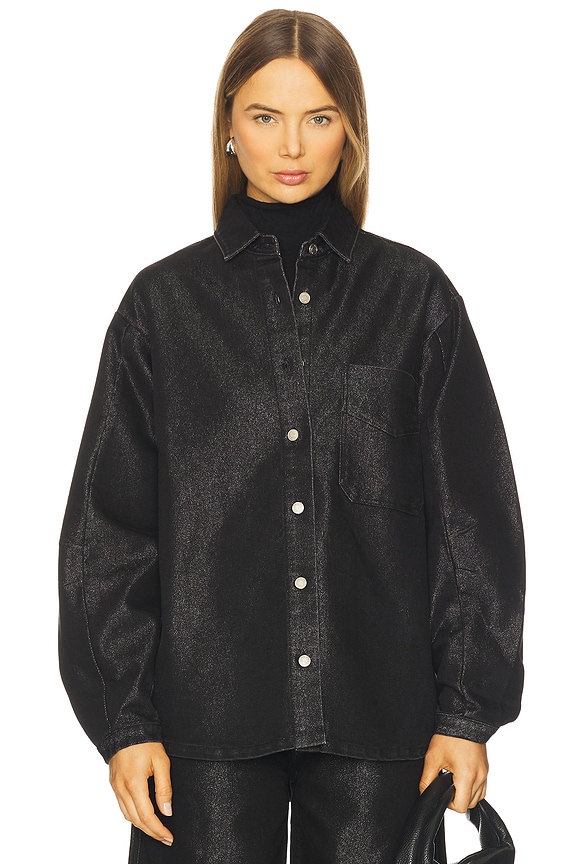 view 2 of 5 Barrel Shacket in Metallic Rinse