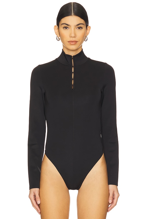 view 2 of 5 Long Sleeve Hook & Eye Bodysuit in Black