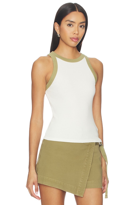 view 2 of 4 Ribbed Racer Tank Top in Cannoli Herb