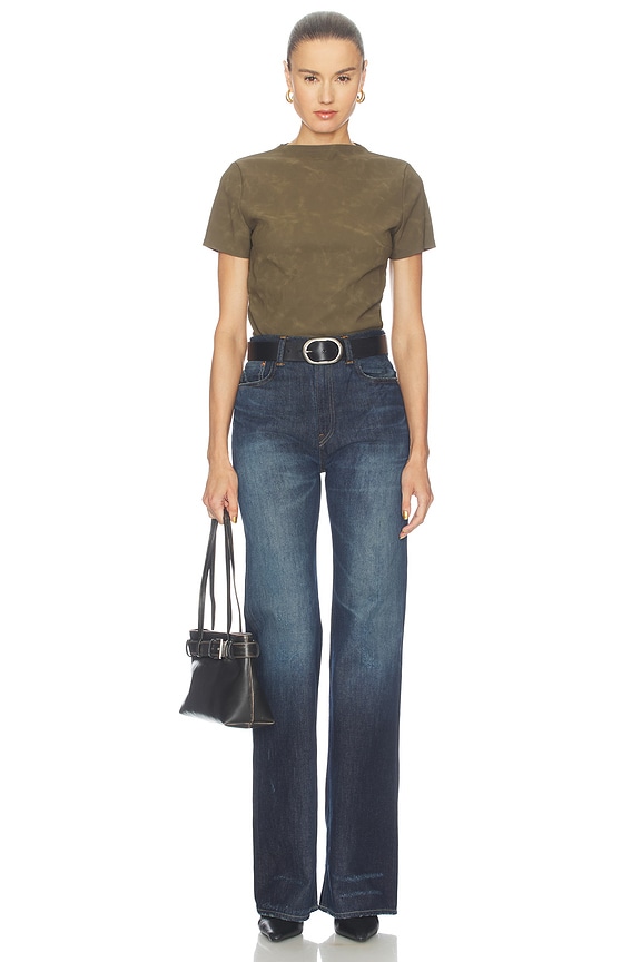 Faux Suede Short Sleeve Ruched Top