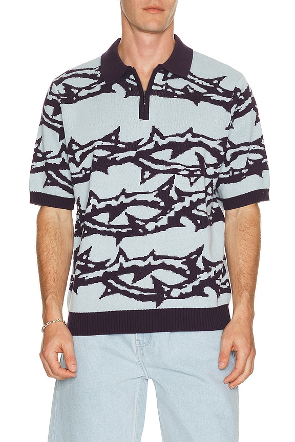 view 1 of 4 Fantasies Knit Polo in Light Blue