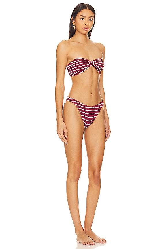 view 2 of 4 Jean Bikini Set in Wine & White Stripe