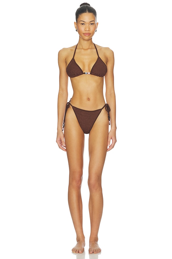 view 1 of 5 Gina Beaded Bikini in Metallic Chocolate