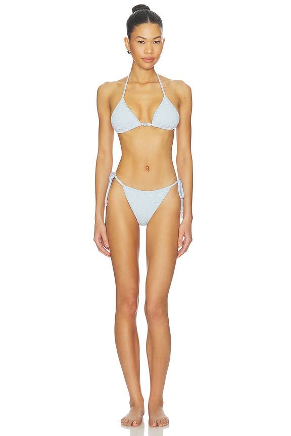 view 1 of 5 Gina Beaded Bikini in Metallic Ice Blue