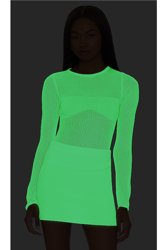 view 2 of 5 Aya Glow In The Dark Mesh Top in White Glow