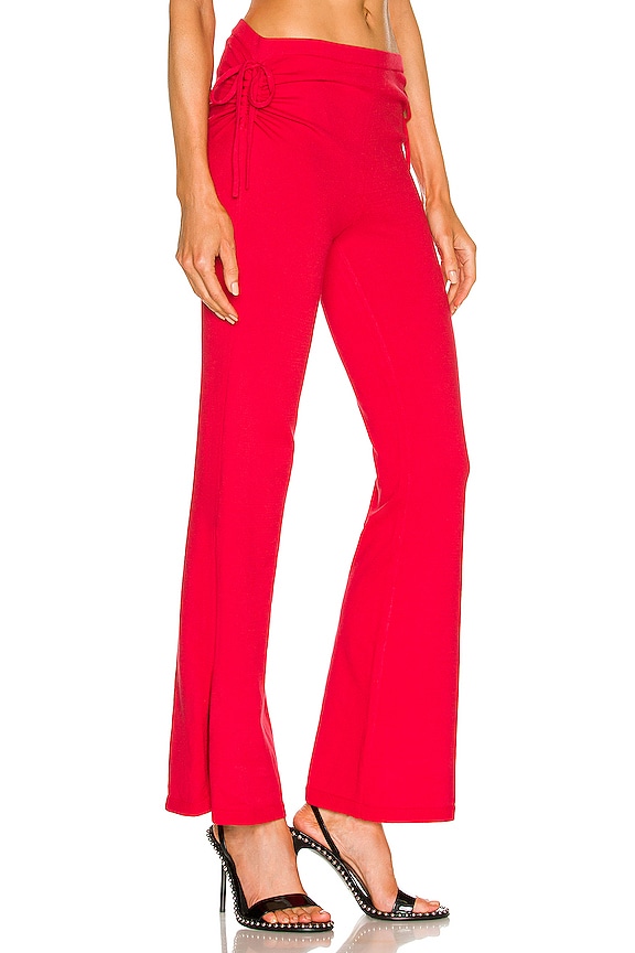 view 2 of 4 Meghan Ruched Knit Pant w Slit in Cherry Red
