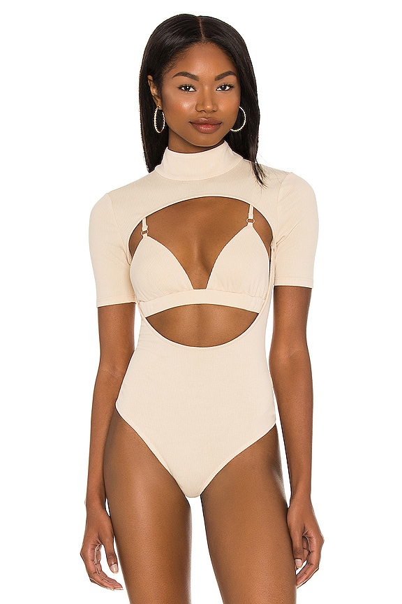 view 2 of 5 Zayah Bodysuit in Two Tone Sand