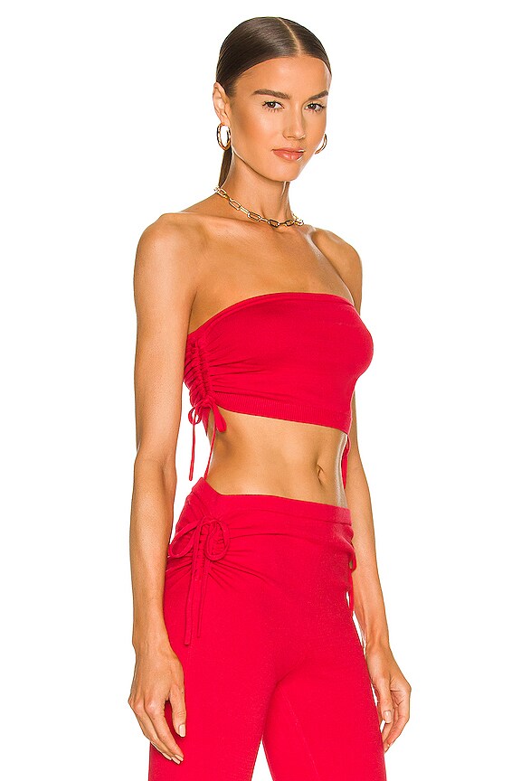 view 2 of 4 Meghan Ruched Knit Tube Top in Cherry Red
