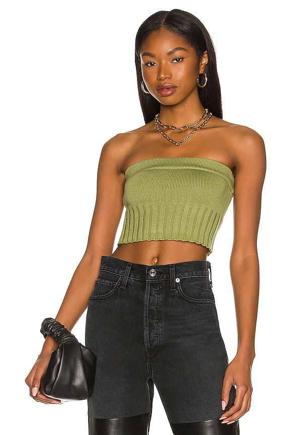 view 1 of 4 Loren Knit Tube Top in Olive Green