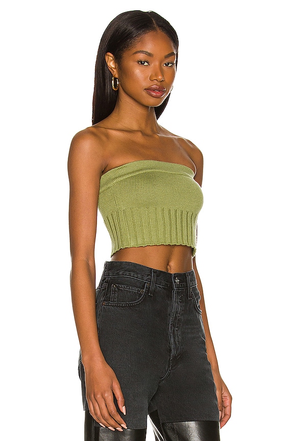 view 2 of 4 Loren Knit Tube Top in Olive Green
