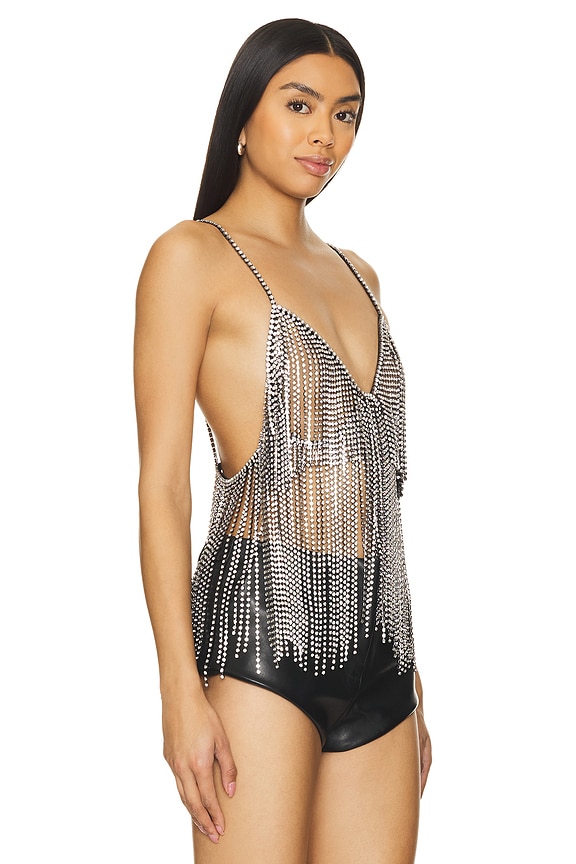 view 2 of 5 Ilona Rhinestone Top in Black & Clear