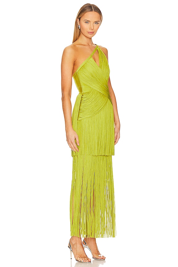 view 2 of 3 VESTIDO DE UN HOMBRO CON FLECOS in Lime