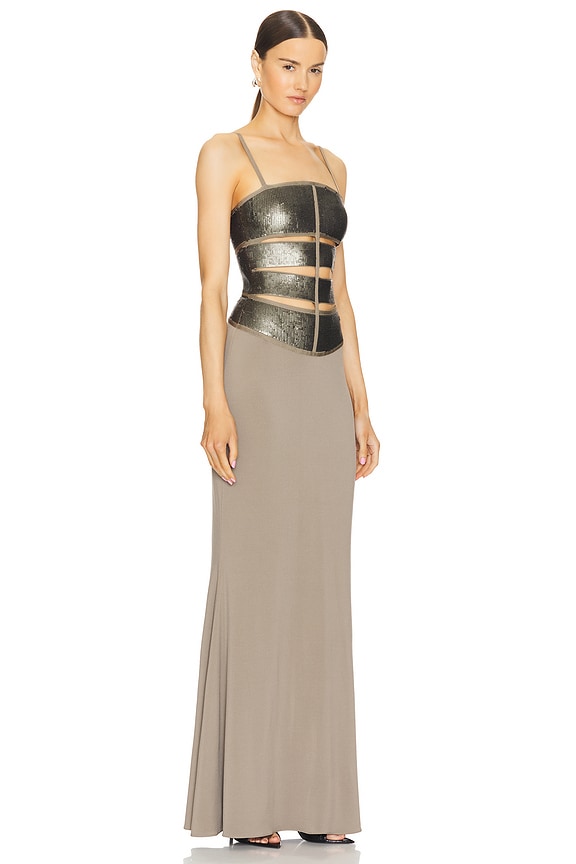 view 2 of 4 VESTIDO LARGO SEQUIN in Truffle