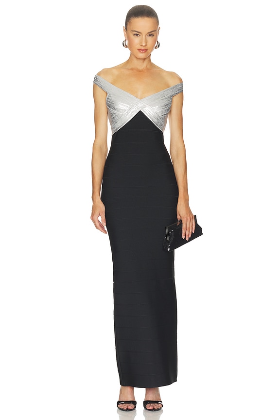 view 1 of 4 The Metallic Bonnie Gown in Black Silver Combo