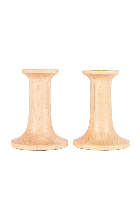 view 2 of 5 Set of 2 Extra Small Simple Candle Holder in Maple