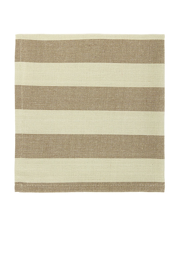 view 2 of 3 Essential Striped Set Of 4 Dinner Napkins in Olive & Sage