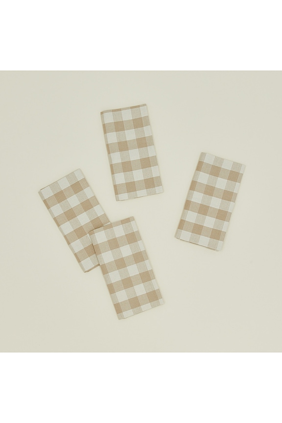view 2 of 4 Essential Gingham Napkins Set Of 4 in Ivory & Flax