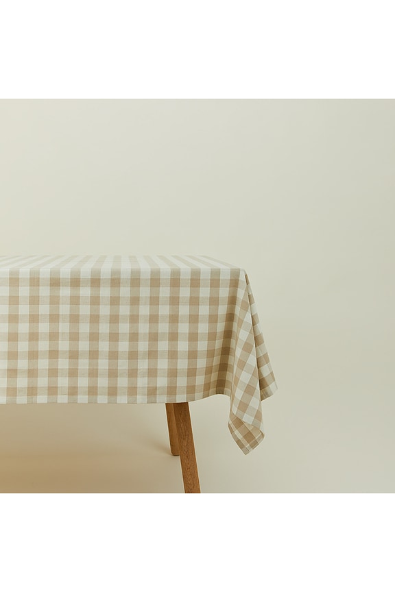view 2 of 3 Essential Gingham Tablecloth in Ivory & Flax