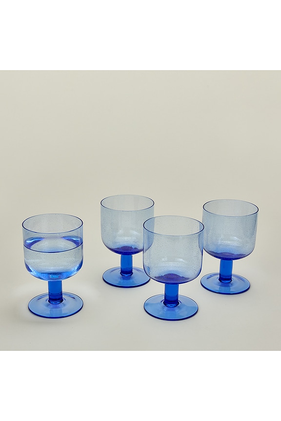 view 2 of 3 Simple Seeded Glassware Set Of 4 in Blue