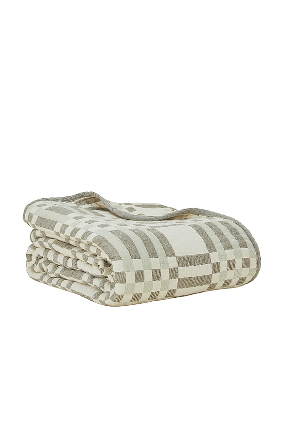 view 2 of 4 Queen Simple Plaid Blanket in Olive & Sage