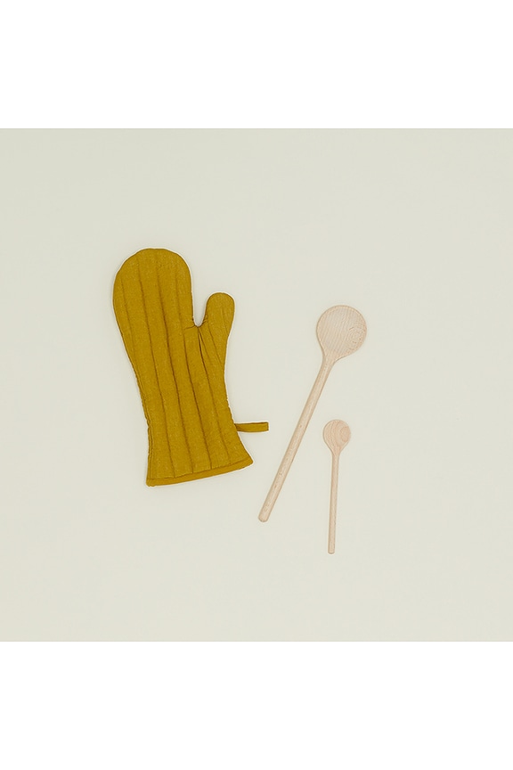view 2 of 3 Simple Linen Oven Mitt in Mustard
