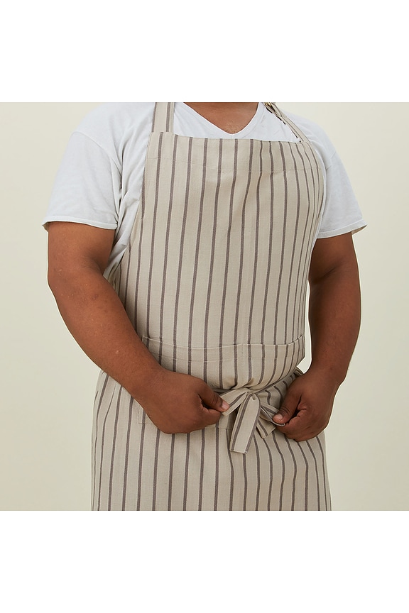 view 2 of 2 Essential Striped Apron in Light Grey & Dark Grey