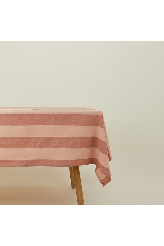 view 2 of 4 Essential Striped Tablecloth in Blush & Terracotta