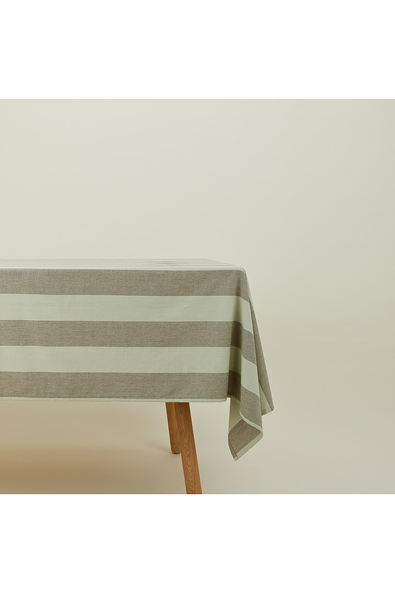 view 2 of 4 Essential Striped Tablecloth in Sage & Olive