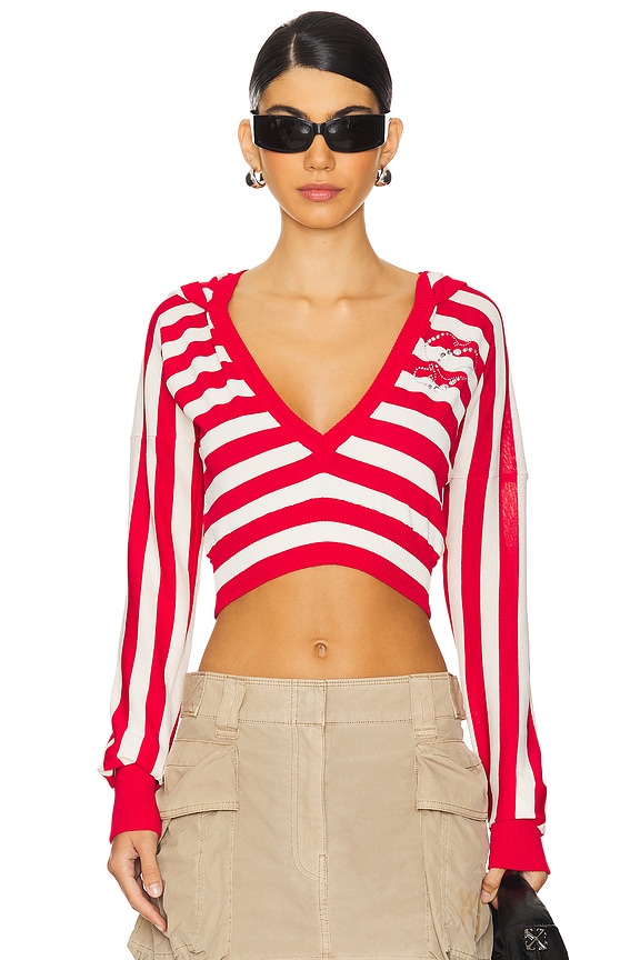 view 2 of 6 УКОРОЧЕННЫЙ СВИТЕР SUZI in Red & White