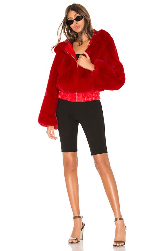 view 2 of 4 717 Faux Fur Jacket in Red